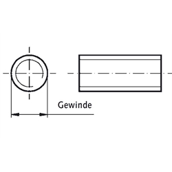 Trapezgewindespindel DIN 103 Tr.44 x 7 x 1000mm lang eingängig links Material C15 gerollt , Technische Zeichnung
