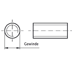 Trapezgewindespindel ähnlich DIN 103 Tr.10 x 3 x 2000mm lang eingängig links Material 1.4305 gerollt , Technische Zeichnung