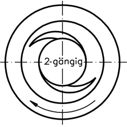 Trapezgewindespindel DIN 103 Tr.30 x 12P6 x 3000mm lang zweigängig rechts Material 1.4305 gerollt , Technische Zeichnung