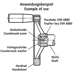 Vorlegescheibe für M6 Außen-Ø 36mm Stärke 4mm Stahl brüniert, Technische Zeichnung