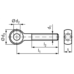 Augenschraube DIN 444 Gewinde M5x32mm l1=50mm Edelstahl 1.4305 , Technische Zeichnung