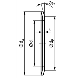 Bordscheibe Stärke 2,5mm Ø 256 x 247 x 225mm Stahl verzinkt, Technische Zeichnung