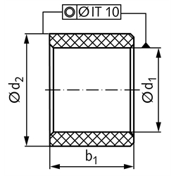 Buchse EP22 Bohrung 20mm Außendurchmesser 23mm Länge 30mm Farbe weiss , Technische Zeichnung