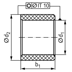 Buchse EP43 Bohrung 10mm Außendurchmesser 12mm Länge 4mm Farbe braun , Technische Zeichnung