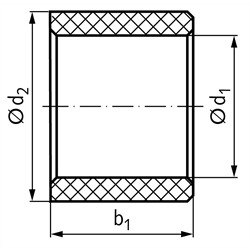 Buchse BP Bohrung 10mm Polyamid 6.6 Außendurchmesser 16mm Länge 10mm , Technische Zeichnung