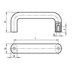 Bügelgriff 725 Länge 300mm Material PP , Technische Zeichnung