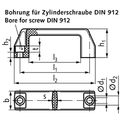 Bügelgriff 528 Länge 132mm Material PA , Technische Zeichnung