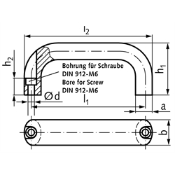 Bügelgriff 565.1 Länge 132mm Material Aluminium , Technische Zeichnung