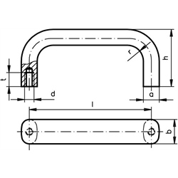 Bügelgriff 565 Länge 100mm Material Aluminium , Technische Zeichnung