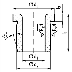 Bundbohrbuchse ähnlich DIN 172 - A 6,9 x 10, Technische Zeichnung