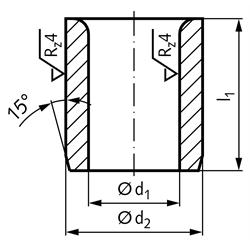 Zylindrische Bohrbuchse ähnlich DIN 179 - A 5,1 x 16, Technische Zeichnung