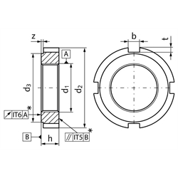 Nutmutter DIN 1804 Form H M30x1,5 gehärtet und Planflächen geschliffen , Technische Zeichnung