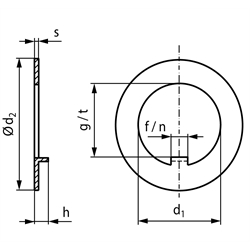 Sicherungsblech DIN 462 Innen-ø 80mm Stahl blank, Technische Zeichnung