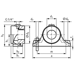 Stehlager DIN 504 Form B ohne Buchse Bohrung 45mm D7, Technische Zeichnung