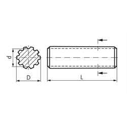 Zahnwelle DIN 5480 25 x 1,25 x 18 Länge 500mm Material C45 gefräste Ausführung, Technische Zeichnung