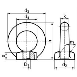 Ringmutter DIN 582 M6 Stahl C15E galvanisch verzinkt === Benutzerinformation: www.maedler.de im Bereich Downloads ===, Technische Zeichnung