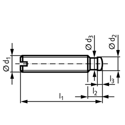 Gewindestift DIN 6332 mit Druckzapfen Gewinde M20 Gesamtlänge 125mm rostfreier Stahl, Technische Zeichnung