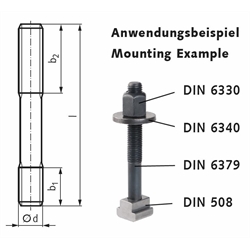 Stiftschraube DIN 6379 Güte 10.9 M12 x 100mm, Technische Zeichnung