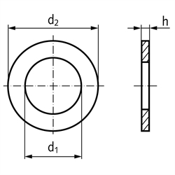 Passscheibe DIN 988 16 x 22 x 1 Material DC01 C590 blank, Technische Zeichnung