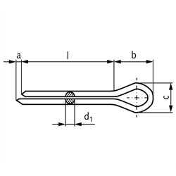 Splint DIN EN ISO 1234 (ex DIN 94) 4 x 36 verzinkt, Technische Zeichnung