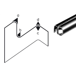 Kantenschutzprofil PVC/EPDM Klemmbereich 1,0 - 4,0 mm Gesamthöhe 16,4mm Gesamtbreite 24,8mm, Produktphoto