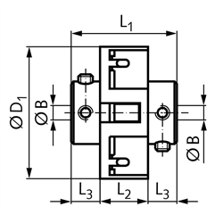 Drehstarre Kupplung HU Bohrung 4mm max. Drehmoment 0,3 Nm Außendurchmesser 18mm , Technische Zeichnung