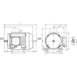 Drehstrom-Normmotor SM/I 230/400V 50Hz 1,5kW ca. 2900 /min. Baugröße 90 S Bauform B3 Effizienzklasse IE3 (Betriebsanleitung im Internet unter www.maedler.de im Bereich Downloads), Technische Zeichnung