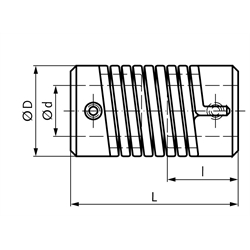 Gelenkkupplung EK Nenndrehmoment 0,15Nm vorgebohrt Gesamtlänge 25mm Aussendurchmesser 12mm , Technische Zeichnung