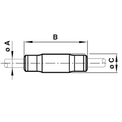 Gerade Durchgangsverbindung Rohr-Außendurchmesser 6mm , Technische Zeichnung