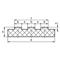 Kunststoff-Gleitschiene 55 x 20 x 1000mm lang für Dreifachrollenkette 10 B-3 , Technische Zeichnung