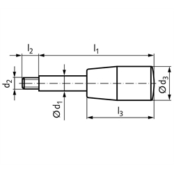 Griffstange 209 mit Zylinderknopf M10 l1 160mm Stahl verzinkt, Technische Zeichnung