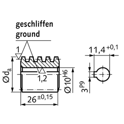 Präzisions-Schnecke Achsabstand 40mm i=10 , Technische Zeichnung