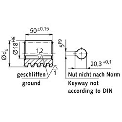 Präzisions-Schnecke Achsabstand 80mm i=80 , Technische Zeichnung