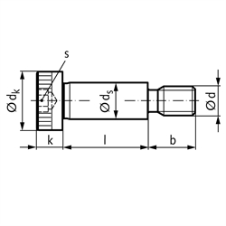 Passschraube ähnlich ISO 7379 ø6f9-M5-10mm Edelstahl 1.4301, Technische Zeichnung