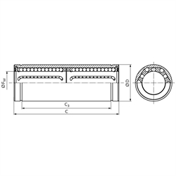 Tandem-Linearkugellager KBT-ST ISO-Reihe 3 beidseitig abgedichtet für Wellen-Ø 50mm, Technische Zeichnung