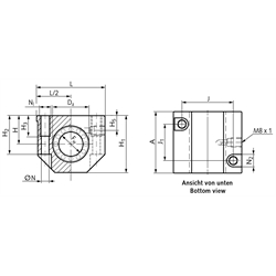 Linearlagereinheit KG-3 ISO-Reihe 3 Easy-Line mit Linear-Kugellager mit Winkelausgleich mit beids. Dichtung für Wellen-Ø 16mm, Technische Zeichnung