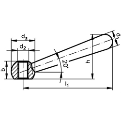 Kegelgriff DIN99 aus Stahl Ausführung N Kugeldurchmesser 40mm , Technische Zeichnung