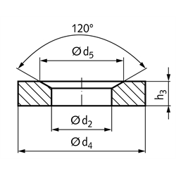 Kegelpfanne DIN 6319 Form G Innen-Ø 23,2mm Außen-Ø 50mm für Bolzen- Ø 20 1.4301, Technische Zeichnung