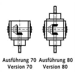 Kegelradgetriebe KU/I Bauart H Größe 2 Ausführung 70 Übersetzung 1:1 (Betriebsanleitung im Internet unter www.maedler.de im Bereich Downloads), Technische Zeichnung