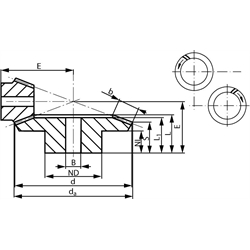 Kegelradsatz spiralverzahnt Modul 0,6 Zähnezahl 20/60 i=3:1 Material 42CrMo4 Zahnflanken induktiv gehärtet , Technische Zeichnung