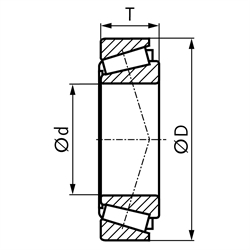 SKF Kegelrollenlager 32005 X/Q einreihig Innen-Ø 25mm Außen-Ø 47mm Breite 15mm, Technische Zeichnung