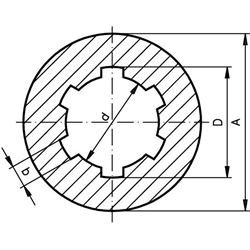 Keilnabe DIN ISO 14 KN 36x42 Länge 65mm Durchmesser 70mm Edelstahl 1.4305, Technische Zeichnung