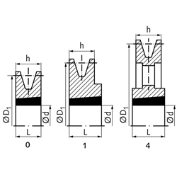 Keilriemenscheibe aus GG für Taper-Spannbuchse 2012 Profil XPZ, SPZ und Z (10) 1-rillig Nenndurchmesser 280mm, Technische Zeichnung