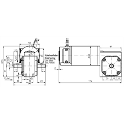 Kleingetriebemotor SE mit Gleichstrommotor 24V Größe 3 n2=160 /min i=25:1 , Technische Zeichnung