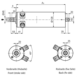 Linearantrieb MM 128 Hubgeschwindigkeit 17,5 mm/sec Hublänge 500 mm 3x 400V AC 50Hz, Technische Zeichnung