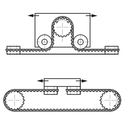 PU-Zahnriemen Profil AT10 Breite 16mm Meterware 16 AT10 (Polyurethan mit Stahl-Zugstrang) , Technische Zeichnung