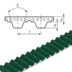 PU-Zahnriemen Profil T5 Breite 16mm Meterware 16 T5 PAZ = Polyamidgewebe auf der Zahnseite , Produktphoto