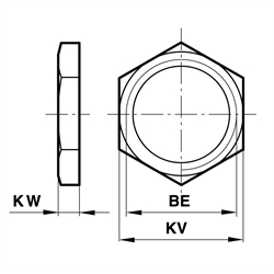 Mutter M16x1,5 für Kolbenstangenlager Zylinderdurchmesser 12/16mm , Technische Zeichnung