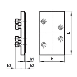 Abdeckplatte für VDMA und Universal Grundplatten Norgren CQM/22152/3/23 ISO 1, Technische Zeichnung