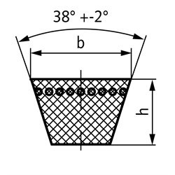 Keilriemen Profil B (17) Richtlänge 1390mm Innenlänge 1350mm , Technische Zeichnung